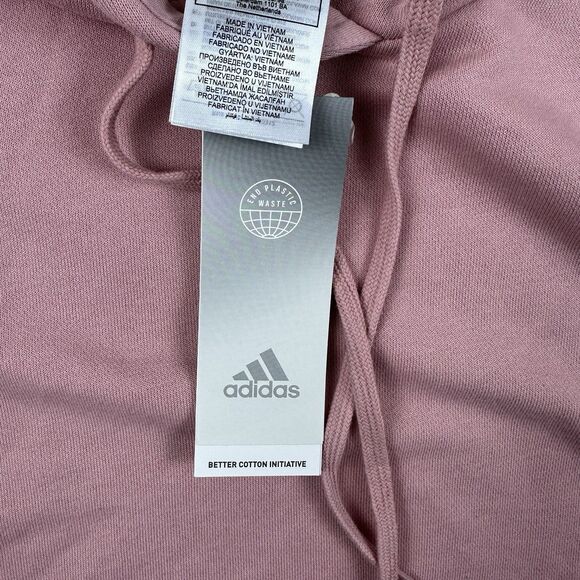 Adidas Womens Hoodie Pink Pullover 3-Stripes Logo‎ 1X Relaxed Fit Athletic New - Picture 8 of 10